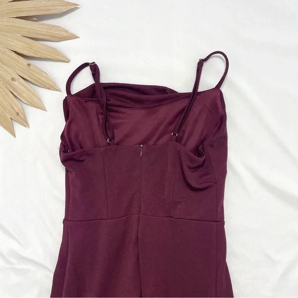 Birdy Grey Ash Crepe Cabernet Drape Cowl Neck Maroon Burgundy Maxi Dress XS - Picture 8 of 8